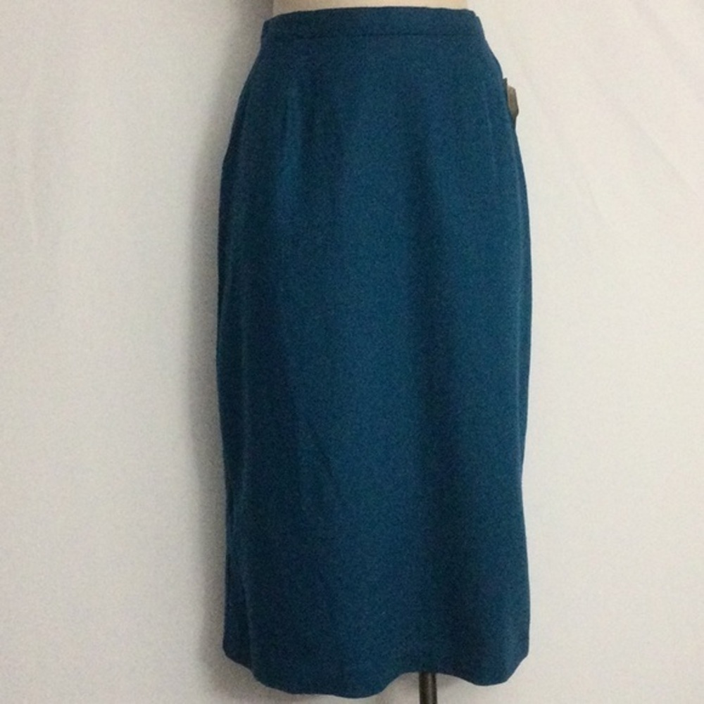 NWT Heritage Court 1970’s Wool MIDI Skirt Fits Modern Size 8 Dark Turquoise